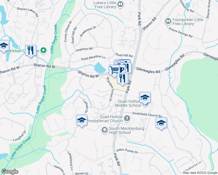 map of restaurants, bars, coffee shops, grocery stores, and more near in Charlotte