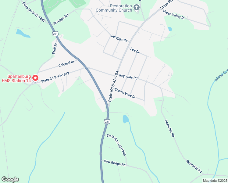 map of restaurants, bars, coffee shops, grocery stores, and more near 203 Battleground Road in Chesnee