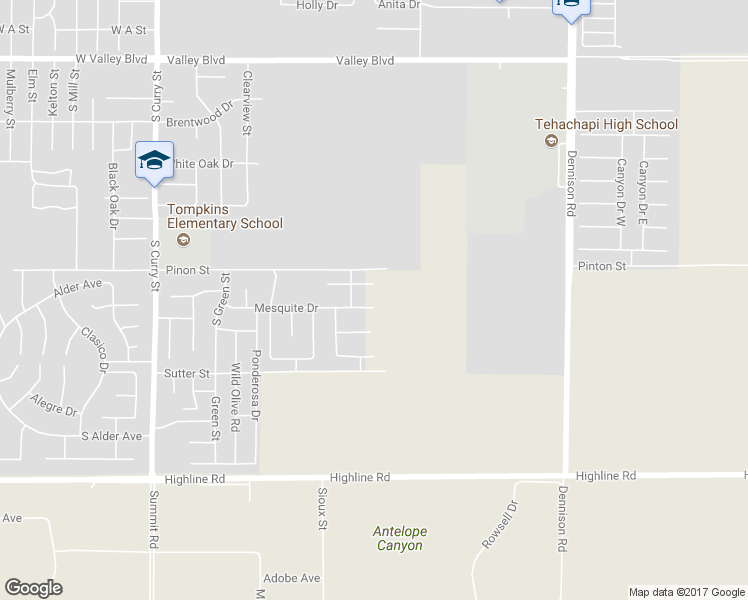 map of restaurants, bars, coffee shops, grocery stores, and more near 507 Mesquite Drive in Tehachapi