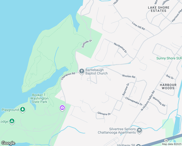map of restaurants, bars, coffee shops, grocery stores, and more near 6137 Champion Road in Chattanooga
