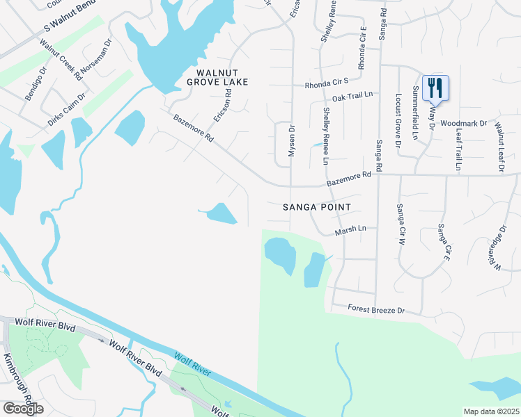 map of restaurants, bars, coffee shops, grocery stores, and more near 8517 Timber Run Cove in Memphis