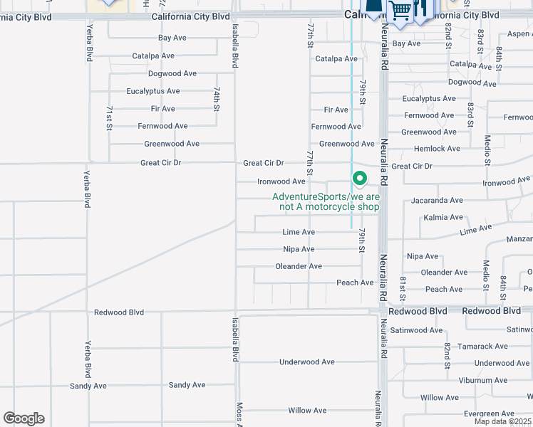 map of restaurants, bars, coffee shops, grocery stores, and more near in California City