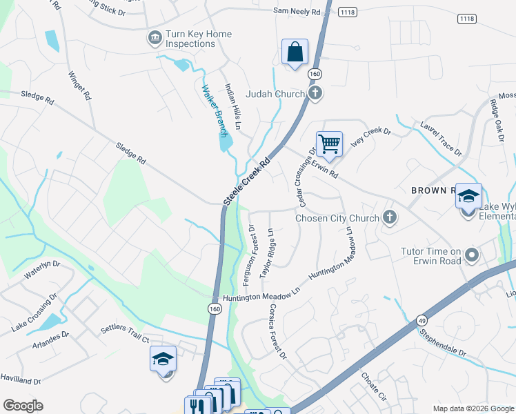 map of restaurants, bars, coffee shops, grocery stores, and more near in Charlotte