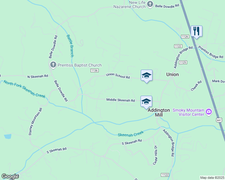 map of restaurants, bars, coffee shops, grocery stores, and more near 120 Carl Henson Road in Franklin