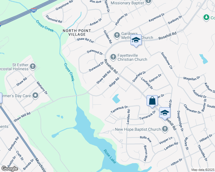 map of restaurants, bars, coffee shops, grocery stores, and more near 833 Shaw Mill Road in Fayetteville