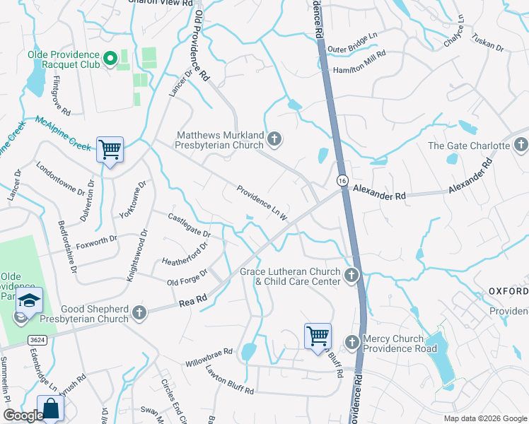 map of restaurants, bars, coffee shops, grocery stores, and more near in Charlotte