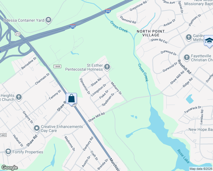 map of restaurants, bars, coffee shops, grocery stores, and more near 5550 Livingston Drive in Fayetteville