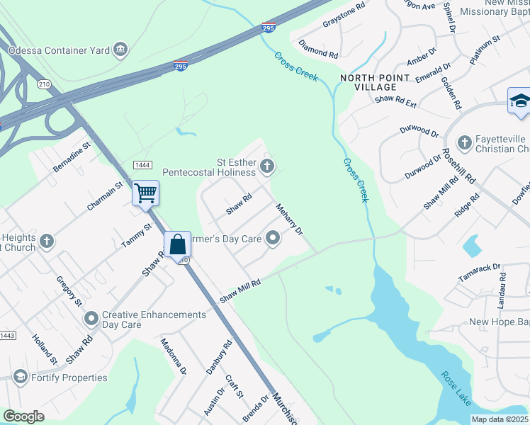 map of restaurants, bars, coffee shops, grocery stores, and more near 5550 Livingston Drive in Fayetteville