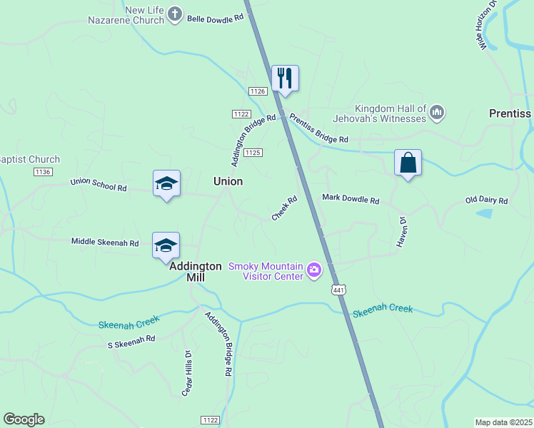 map of restaurants, bars, coffee shops, grocery stores, and more near 277 Cheek Road in Franklin