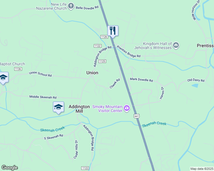 map of restaurants, bars, coffee shops, grocery stores, and more near 277 Cheek Road in Franklin