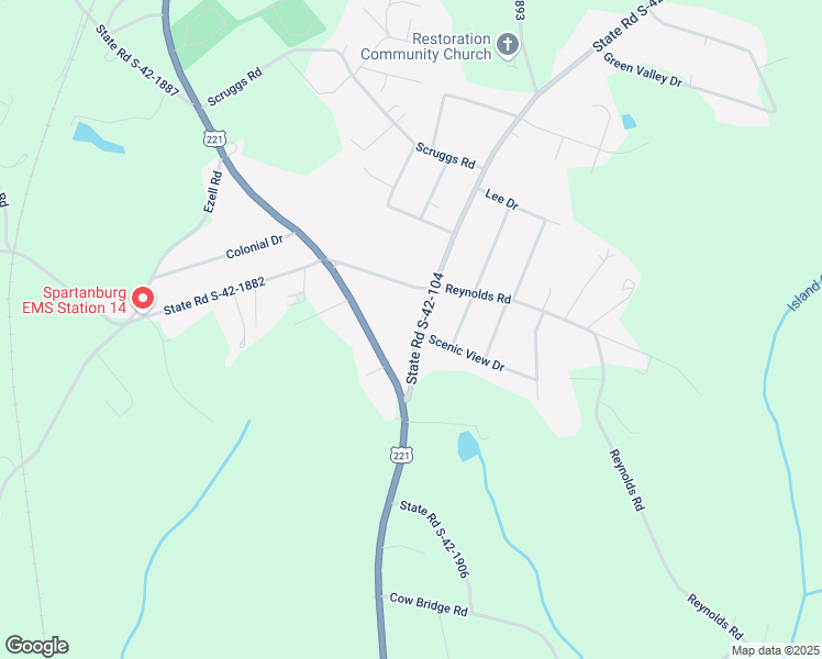map of restaurants, bars, coffee shops, grocery stores, and more near 203 Battleground Road in Chesnee