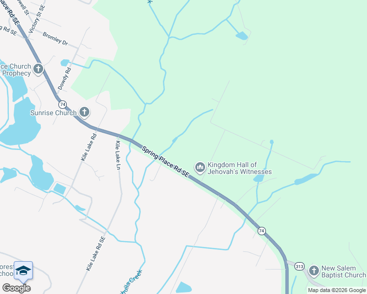 map of restaurants, bars, coffee shops, grocery stores, and more near 3003 Spring Place Road Southeast in Cleveland