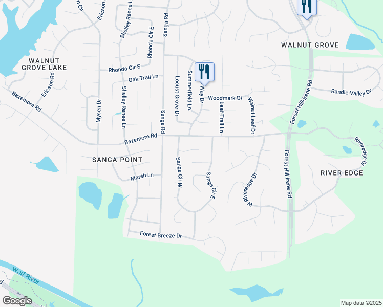 map of restaurants, bars, coffee shops, grocery stores, and more near 8815 Kenbrook Cove in Memphis