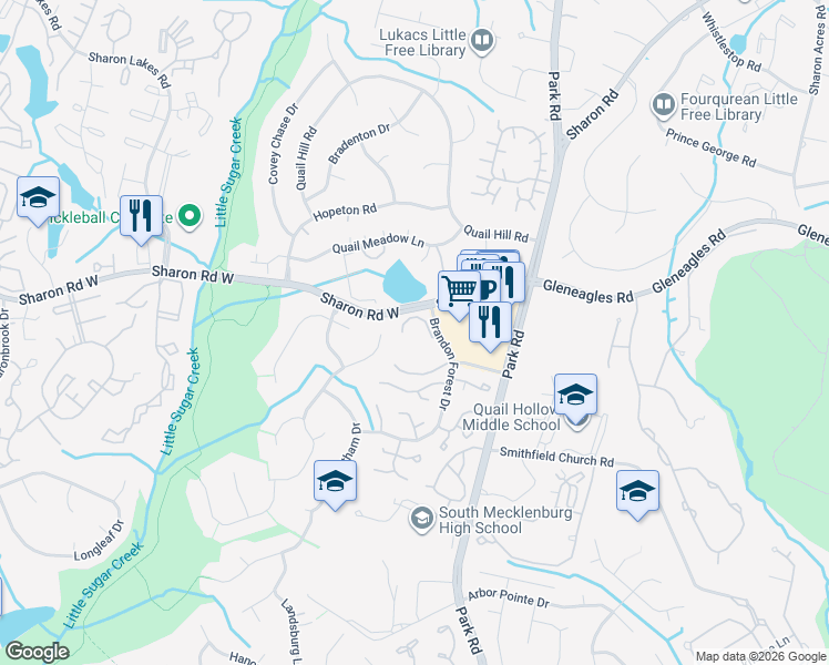 map of restaurants, bars, coffee shops, grocery stores, and more near in Charlotte