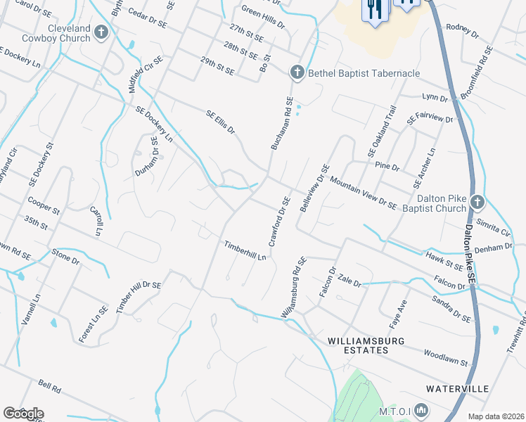 map of restaurants, bars, coffee shops, grocery stores, and more near 3115 Woodfrin Dr SE in Cleveland