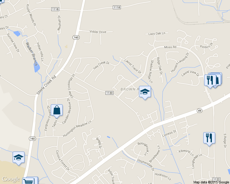 map of restaurants, bars, coffee shops, grocery stores, and more near 13907 Glendevon Court in Charlotte