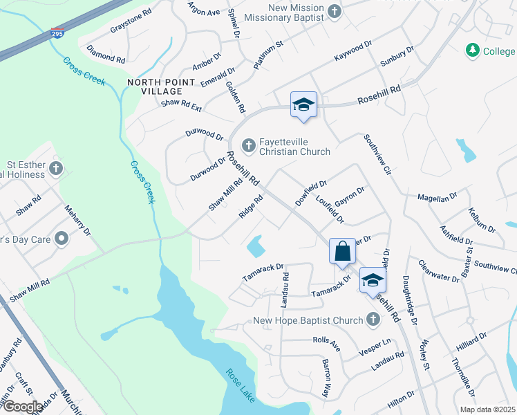 map of restaurants, bars, coffee shops, grocery stores, and more near 811 Yates Circle in Fayetteville