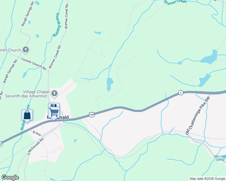 map of restaurants, bars, coffee shops, grocery stores, and more near 241 Bridgewater Drive in McDonald