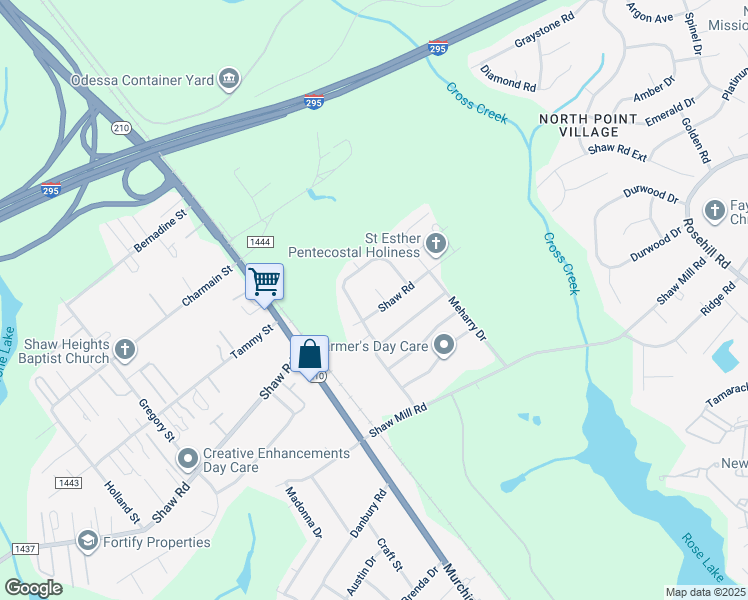 map of restaurants, bars, coffee shops, grocery stores, and more near 5707 Demarest Court in Fayetteville