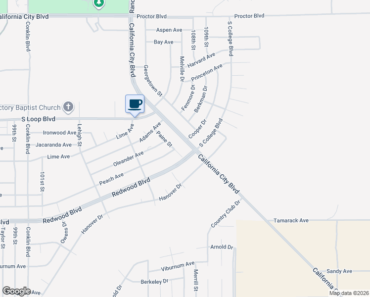 map of restaurants, bars, coffee shops, grocery stores, and more near in California City