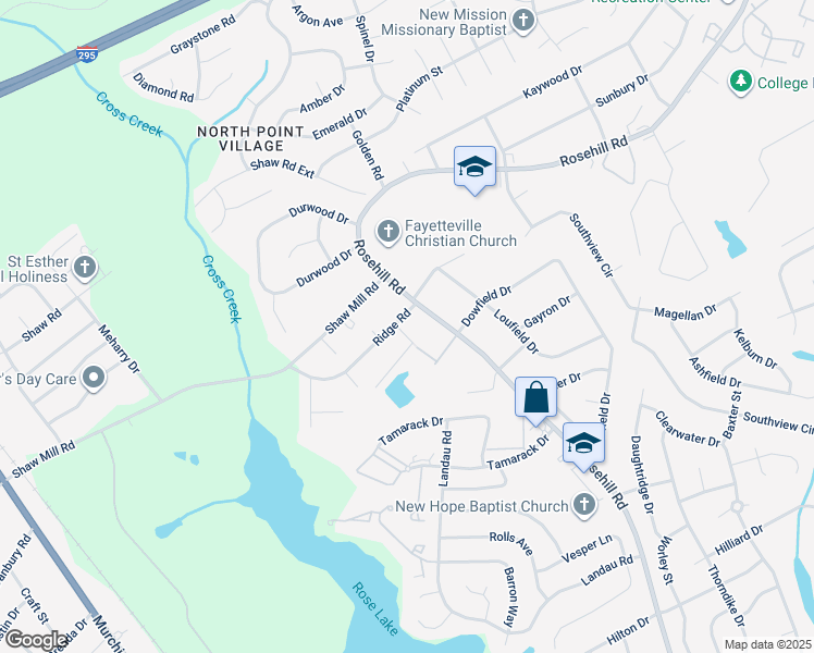 map of restaurants, bars, coffee shops, grocery stores, and more near 811 Yates Circle in Fayetteville
