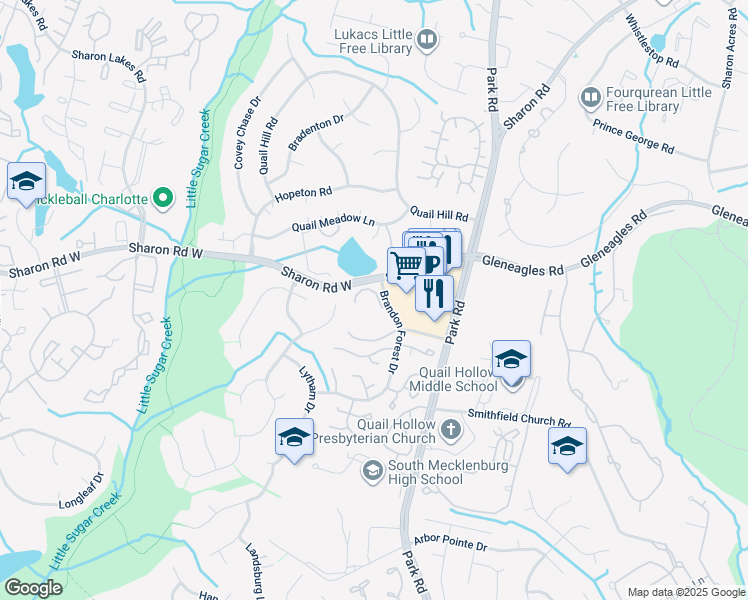 map of restaurants, bars, coffee shops, grocery stores, and more near in Charlotte