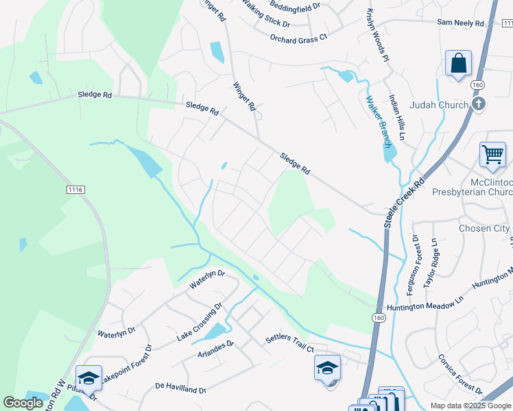 map of restaurants, bars, coffee shops, grocery stores, and more near 13125 Fenceline Drive in Charlotte