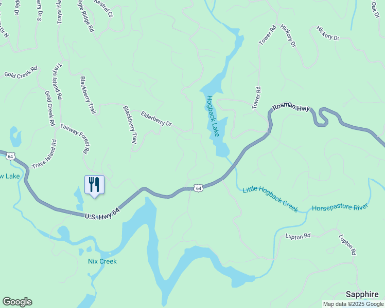 map of restaurants, bars, coffee shops, grocery stores, and more near 149 Home Lane in Sapphire
