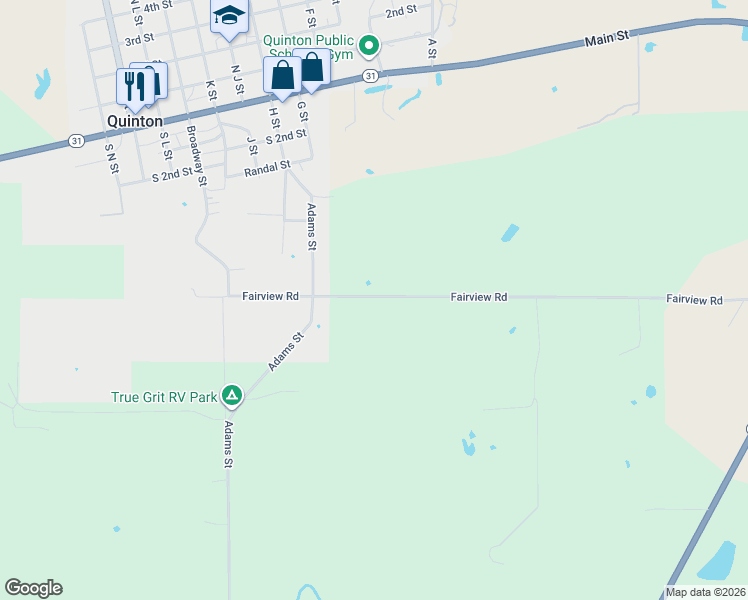 map of restaurants, bars, coffee shops, grocery stores, and more near in Quinton