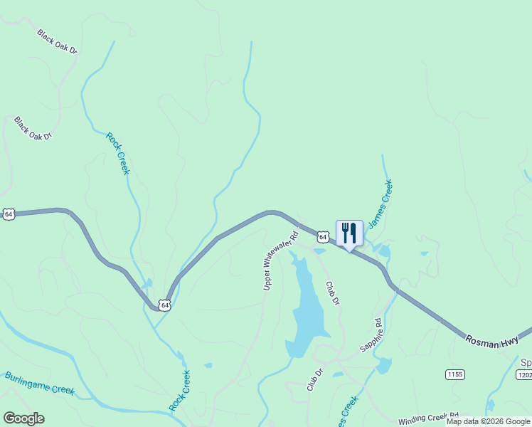 map of restaurants, bars, coffee shops, grocery stores, and more near U.S. 64 in Transylvania