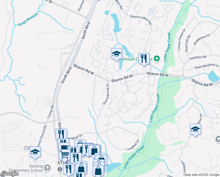 map of restaurants, bars, coffee shops, grocery stores, and more near in Charlotte