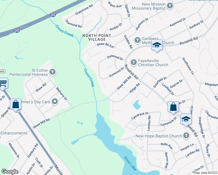 map of restaurants, bars, coffee shops, grocery stores, and more near 4306 Coolidge Street in Fayetteville