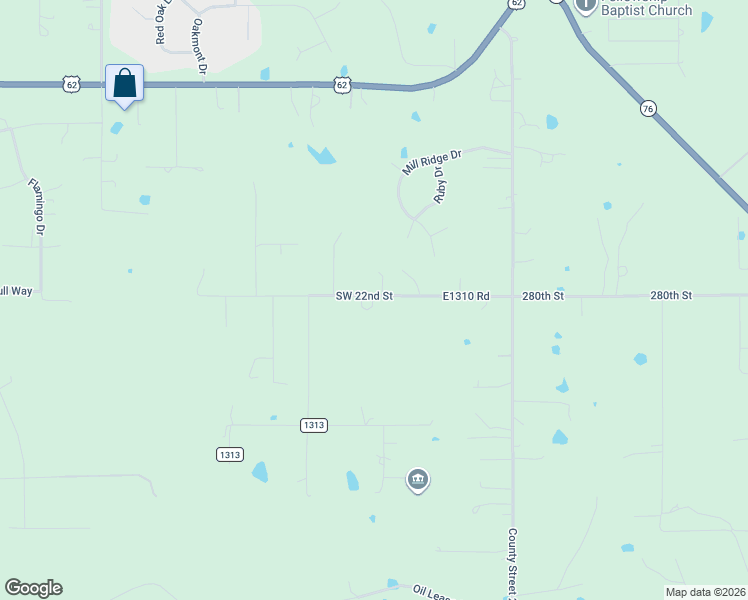 map of restaurants, bars, coffee shops, grocery stores, and more near 1787 Southwest 22nd Street in Blanchard