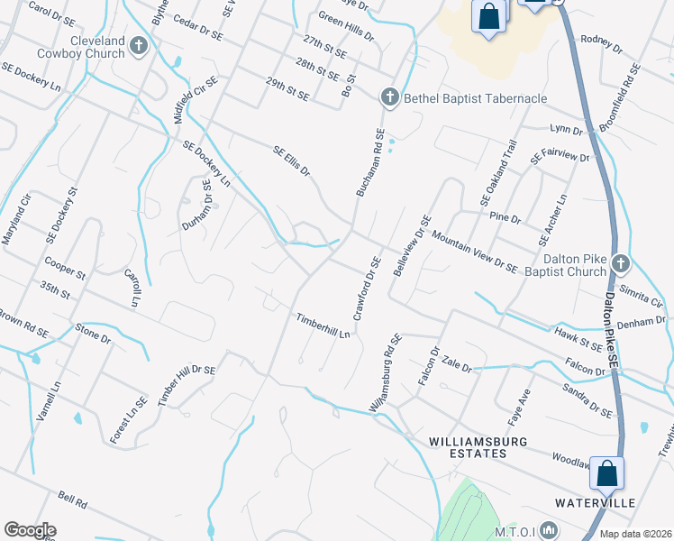 map of restaurants, bars, coffee shops, grocery stores, and more near 3115 Woodfrin Dr SE in Cleveland