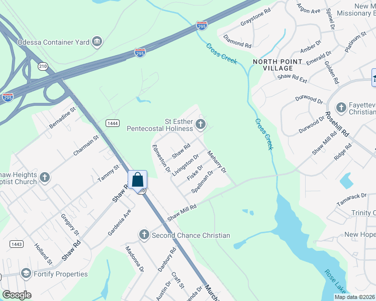 map of restaurants, bars, coffee shops, grocery stores, and more near 2018 Shaw Road in Fayetteville