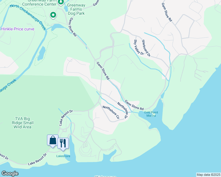 map of restaurants, bars, coffee shops, grocery stores, and more near 5129 Princeton Way in Chattanooga