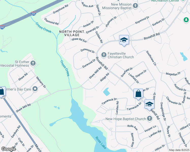map of restaurants, bars, coffee shops, grocery stores, and more near 837 Shaw Mill Road in Fayetteville