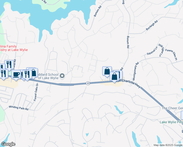 map of restaurants, bars, coffee shops, grocery stores, and more near 547 Altamonte Drive in Lake Wylie