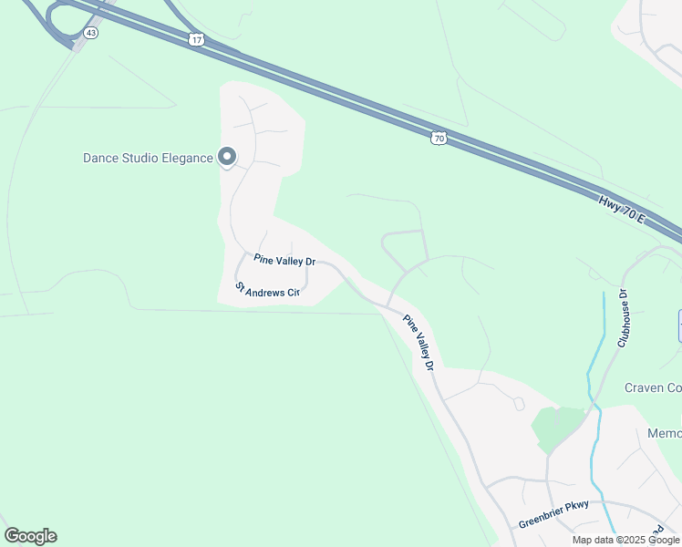 map of restaurants, bars, coffee shops, grocery stores, and more near 1306 Pine Valley Dr in New Bern