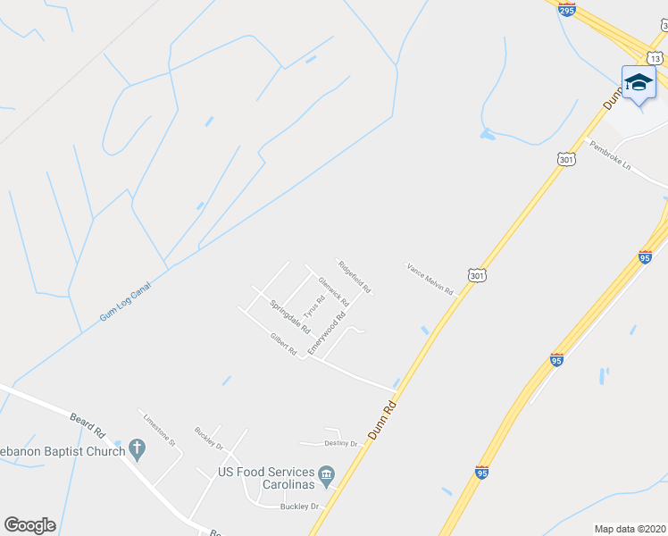 map of restaurants, bars, coffee shops, grocery stores, and more near 3254 Ridgefield Road in Fayetteville