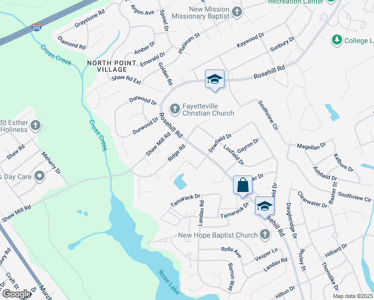 map of restaurants, bars, coffee shops, grocery stores, and more near 811 Yates Circle in Fayetteville