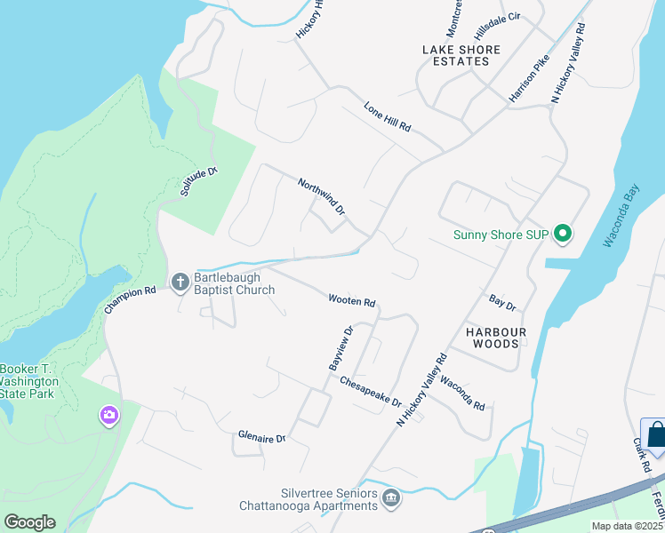 map of restaurants, bars, coffee shops, grocery stores, and more near 6320 Champion Road in Chattanooga