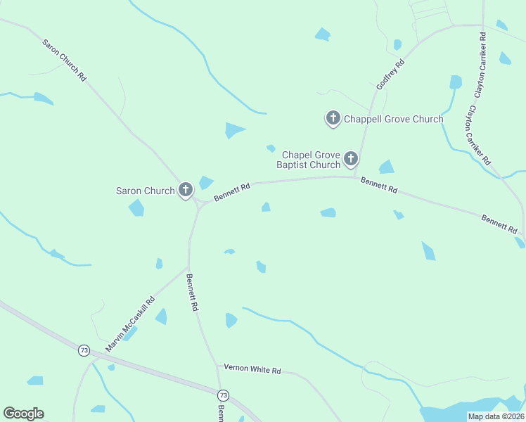 map of restaurants, bars, coffee shops, grocery stores, and more near 836 Bennett Road in Ellerbe