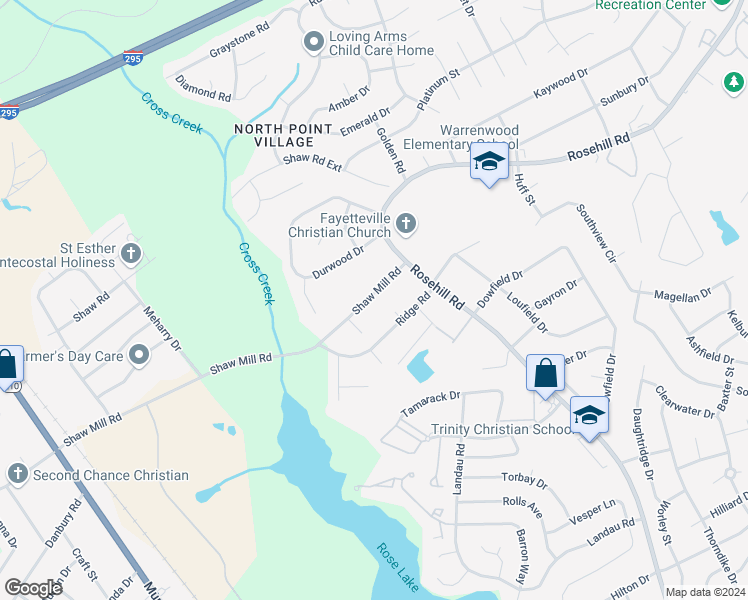 map of restaurants, bars, coffee shops, grocery stores, and more near 833 Shaw Mill Road in Fayetteville