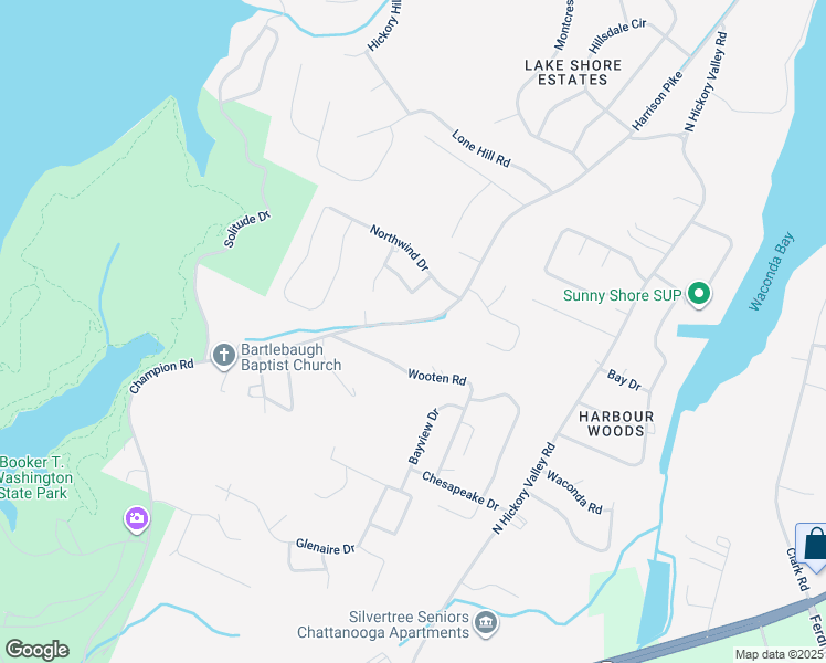 map of restaurants, bars, coffee shops, grocery stores, and more near 6320 Champion Road in Chattanooga