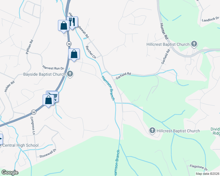 map of restaurants, bars, coffee shops, grocery stores, and more near 7017 Lystra Road in Harrison