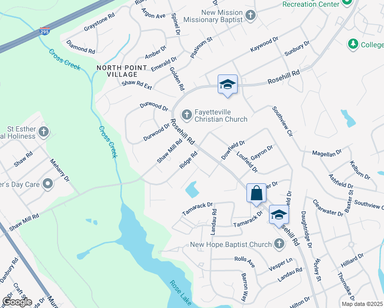 map of restaurants, bars, coffee shops, grocery stores, and more near 811 Yates Circle in Fayetteville