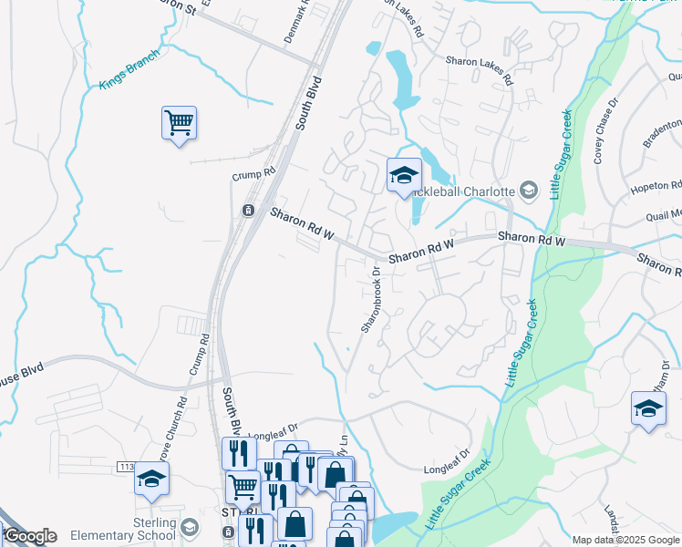 map of restaurants, bars, coffee shops, grocery stores, and more near in Charlotte