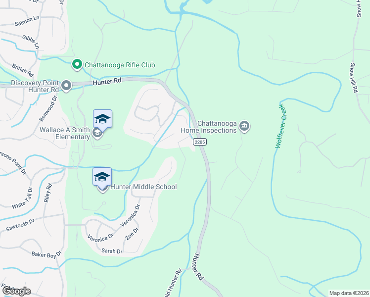 map of restaurants, bars, coffee shops, grocery stores, and more near 6954 Bucksland Drive in Ooltewah