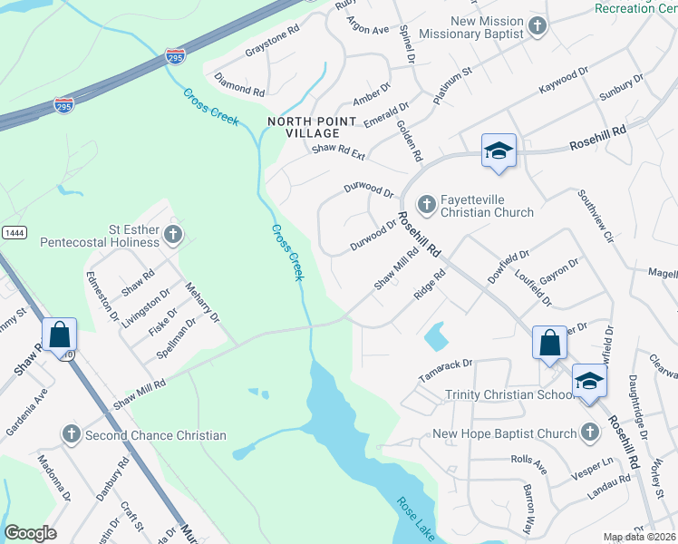 map of restaurants, bars, coffee shops, grocery stores, and more near 4306 Coolidge St in Fayetteville